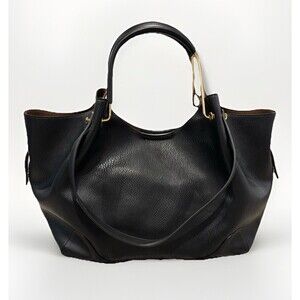 Sondra Roberts Squared Pebbled Vegan Leather Shoulder Tote Bag Black Handbag